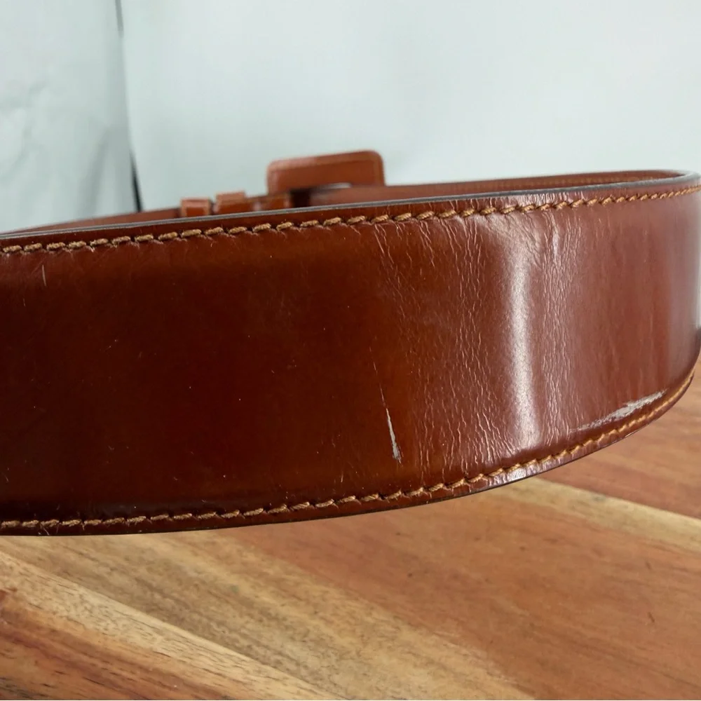 Vintage Ann Taylor Belt Italian Leather Brown, Size Small S square buckle - Picture 4 of 9